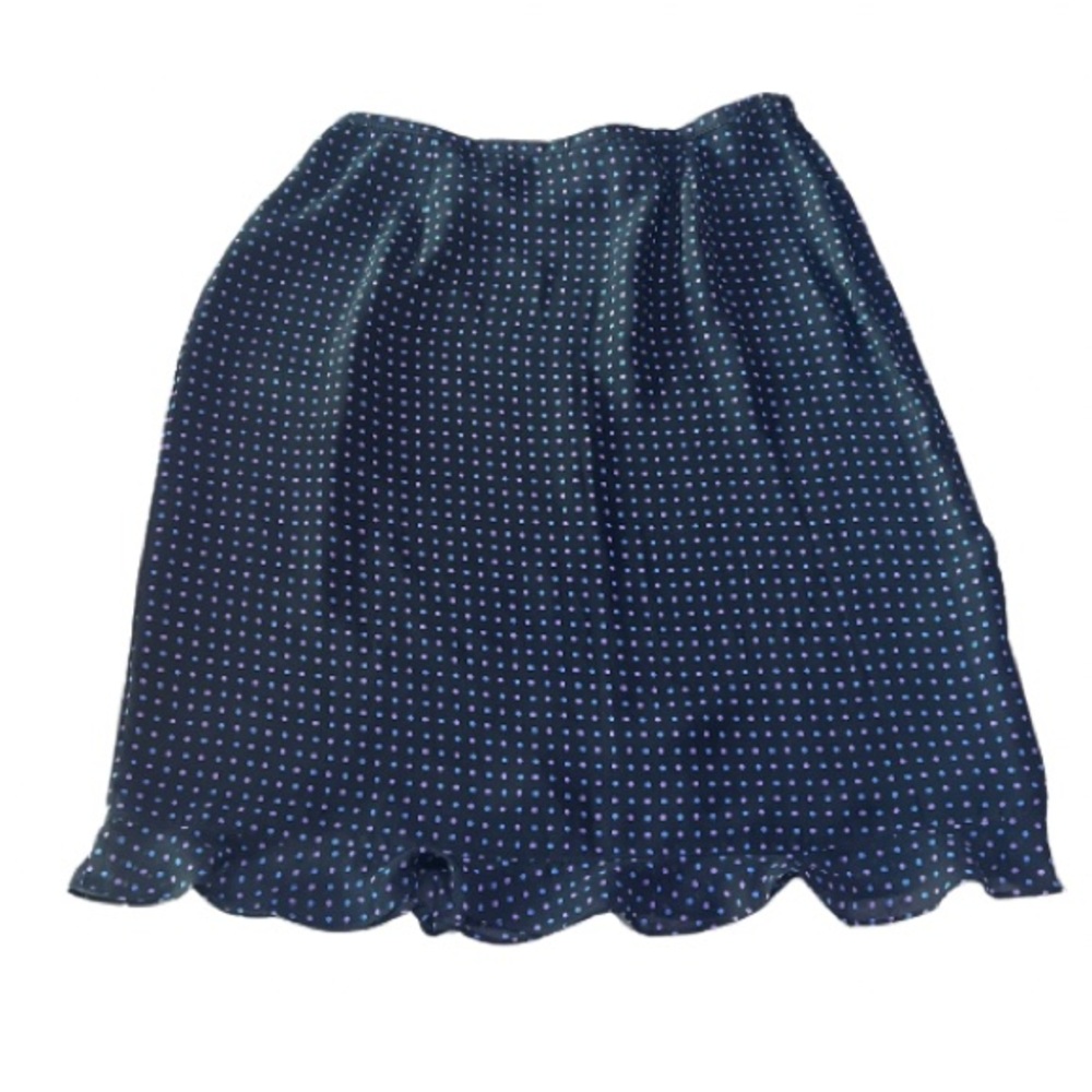 Kathie Lee Collection Black Skirt with Blue and Lavender Polka Dots